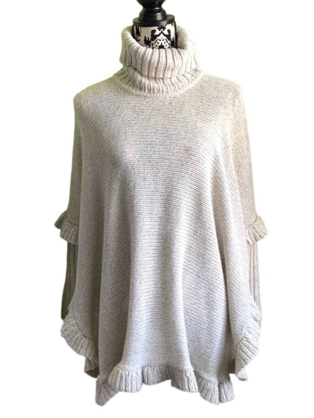 Ardene Oversized Turtleneck Ruffle Knit Poncho